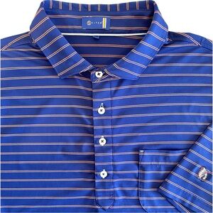 STITCH ☆ Short Sleeve Performance Golf Polo Shirt ☆ Blue Stripe